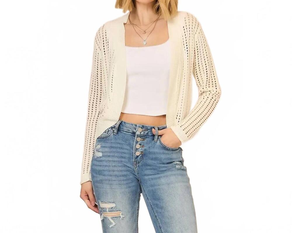 NEW COZY CO. cocoon open knit cardigan in off white